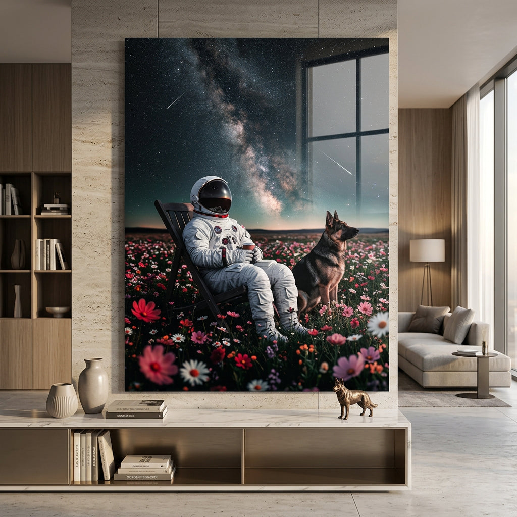 DOTCOMCANVAS® Astronaut's Silent Night Acrylglasbild – Raumansicht