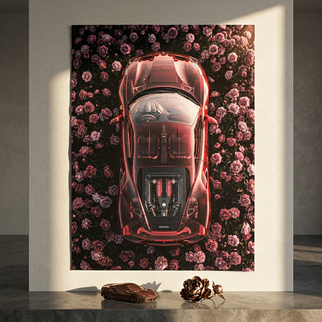 DOTCOMCANVAS® Ferrari in flowers Poster – Raum