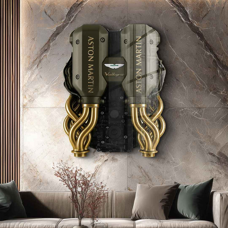 Wandskulptur Aston Martin Engine - Blattgold