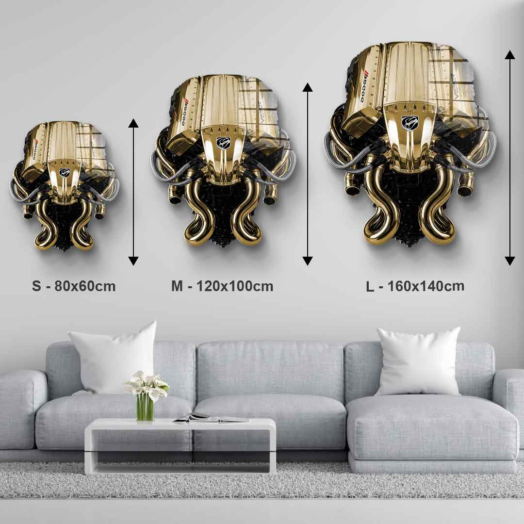 Wandskulptur Dodge Viper V 10 - Blattgold