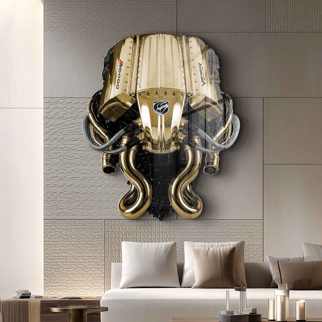 Wall sculpture Dodge Viper V 10 - gold leaf