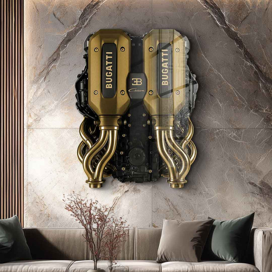 Wall sculpture Bugatti Engine - gold leaf