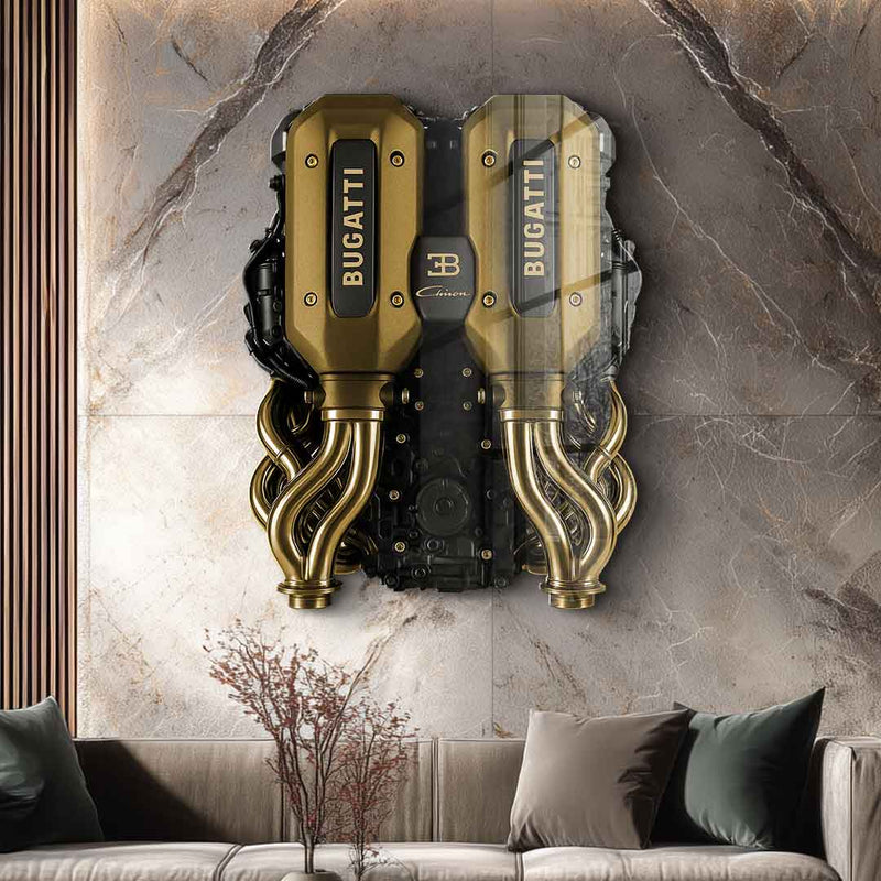 Wandskulptur Bugatti Engine - Blattgold