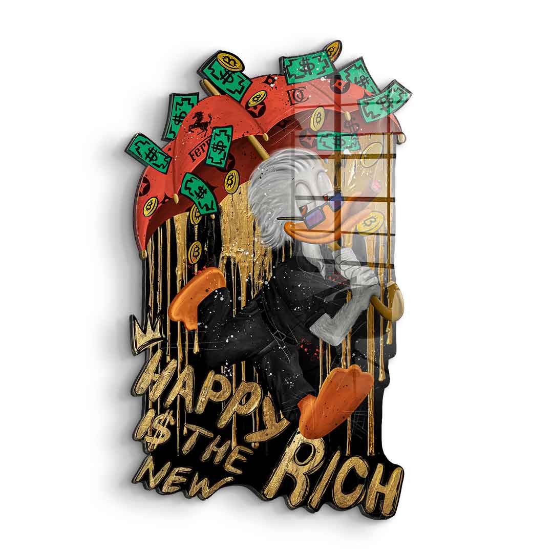 Wandskulptur Happy is the new Rich - Acrylglas