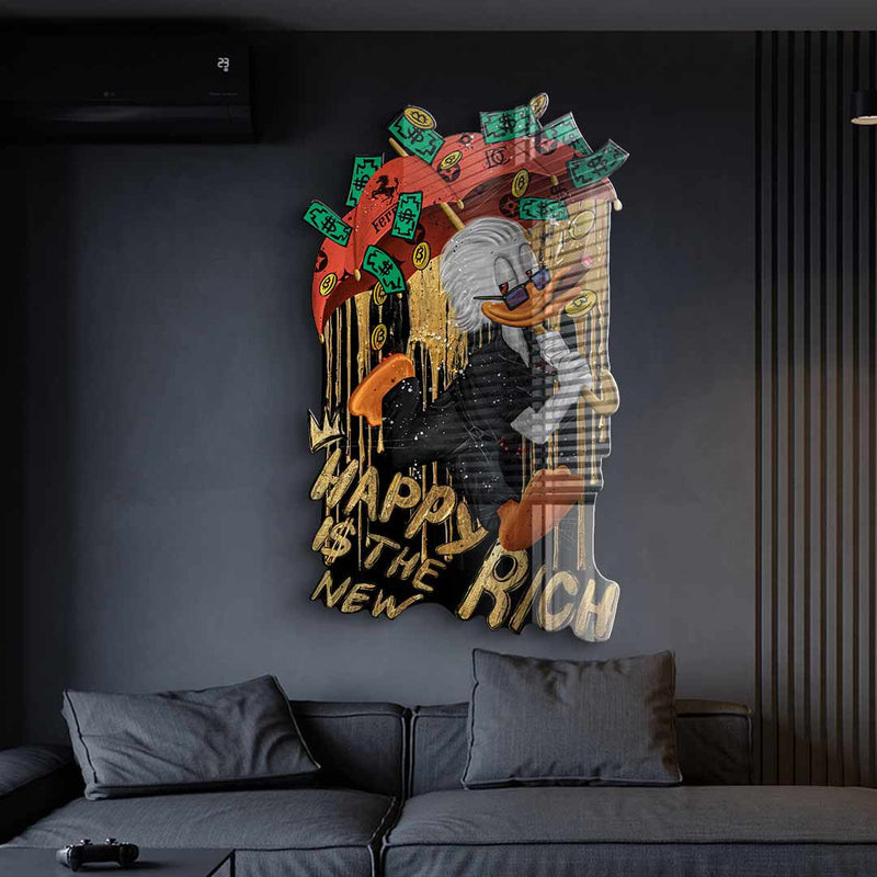 Wall sculpture Happy is the new Rich - acrylic glass