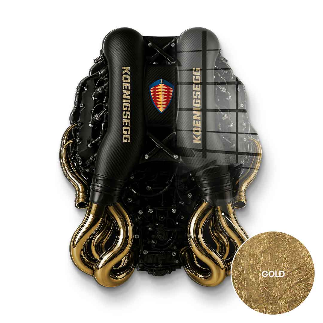 Wall sculpture Koenigsegg Engine - gold leaf