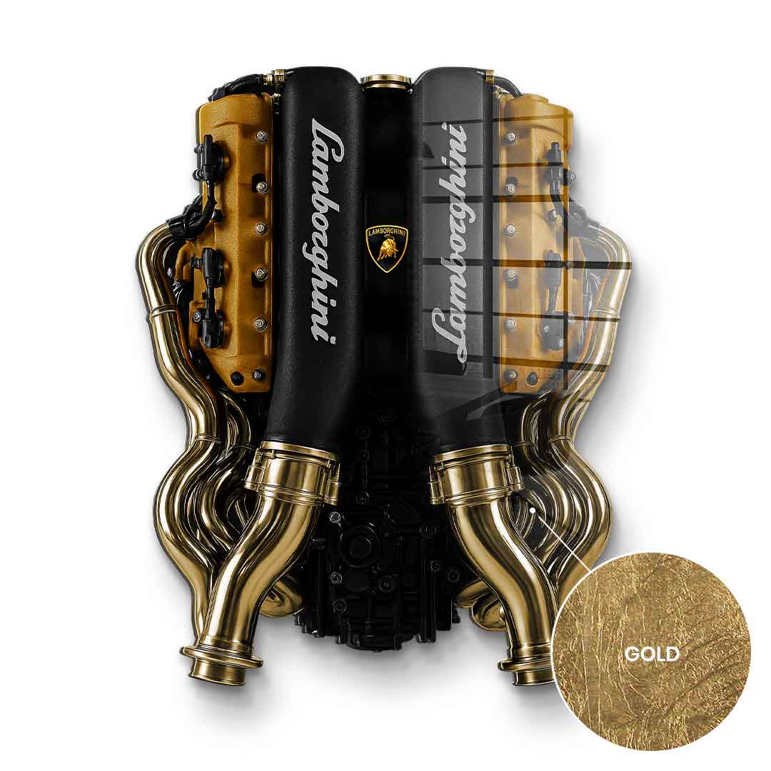 Wall sculpture Lamborghini Engine - gold leaf