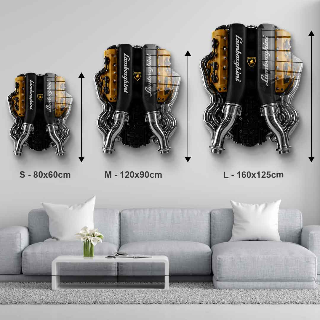 Wandskulptur Lamborghini Engine - Acrylglas