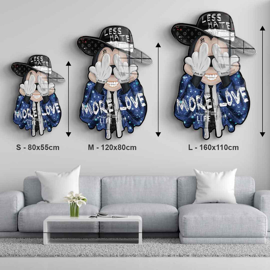 Wandskulptur Less Hate More Love - Acrylglas
