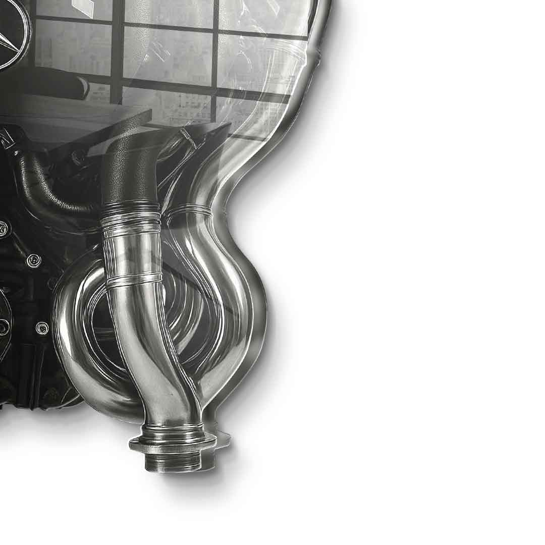 Wandskulptur Mercedes V8 Engine - Acrylglas