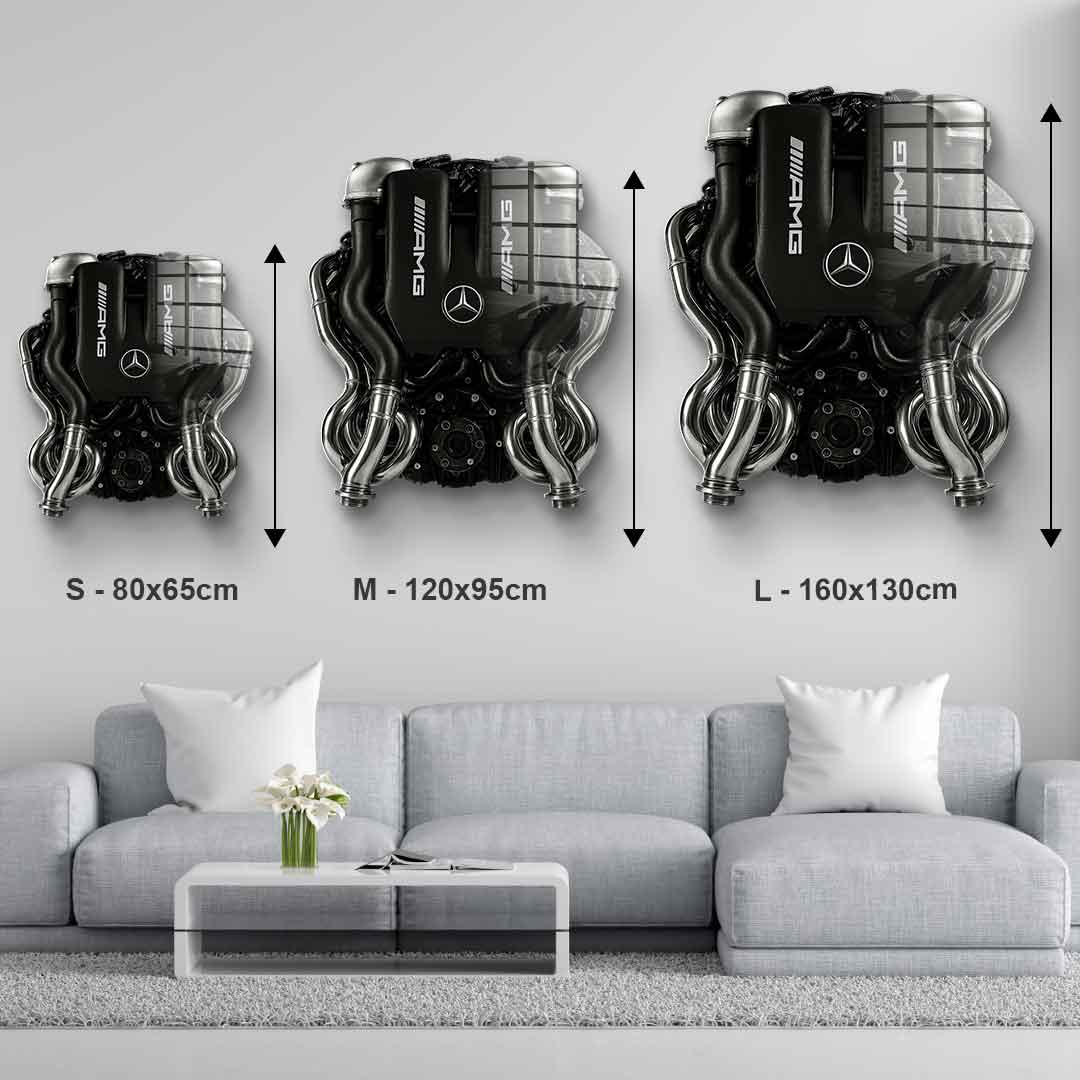 Wandskulptur Mercedes V8 Engine - Acrylglas