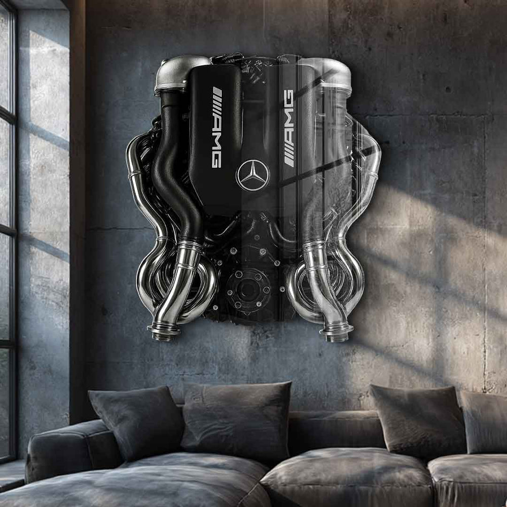 Wandskulptur Mercedes V8 Engine Acrylglasbild – Ansicht 2