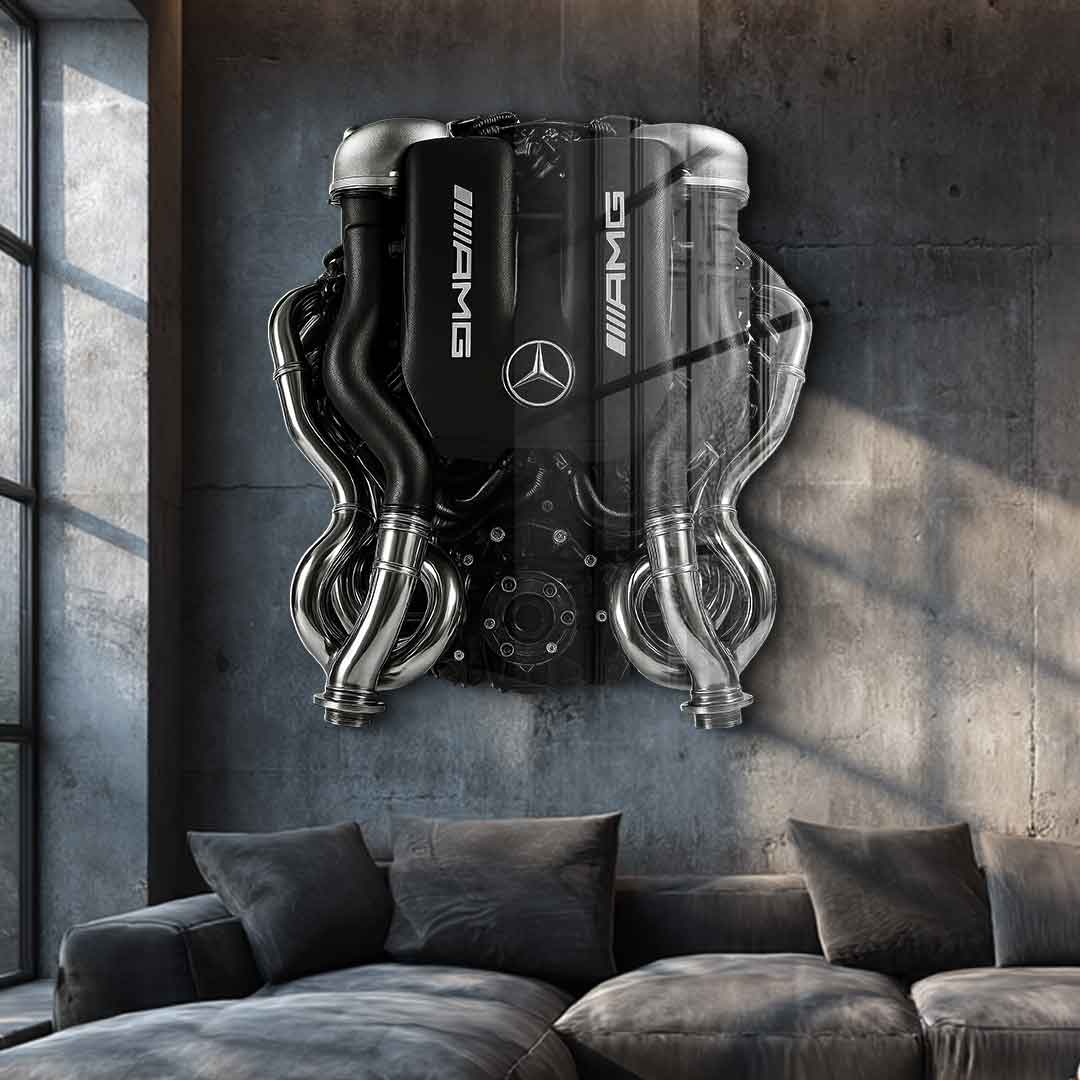 Wall sculpture Mercedes V8 Engine - acrylic glass