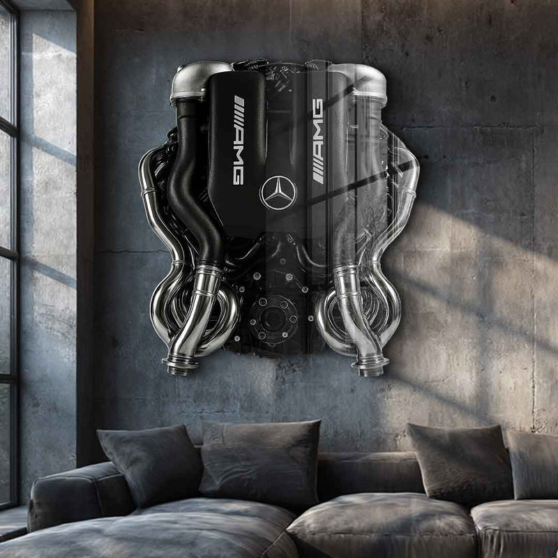 Wandskulptur Mercedes V8 Engine - Acrylglas