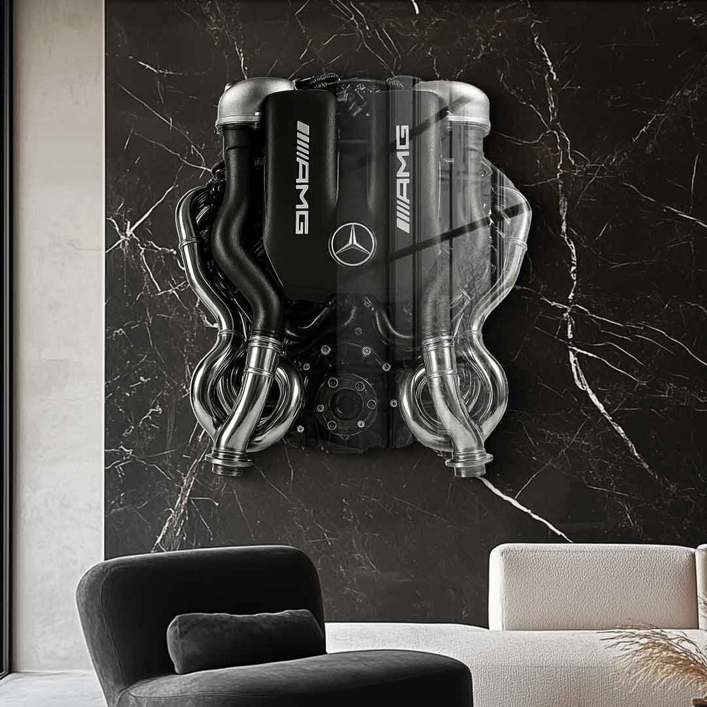 Wandskulptur Mercedes V8 Engine Acrylglasbild – Ansicht 3