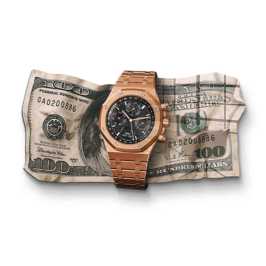 Wall sculpture Money Buys Time - acrylic glass