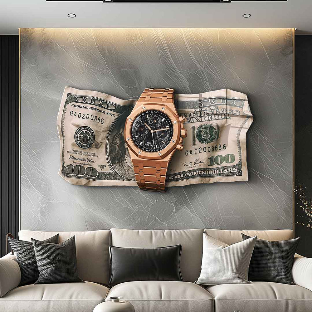 Wandskulptur Money Buys Time Acrylglasbild – Ansicht 2