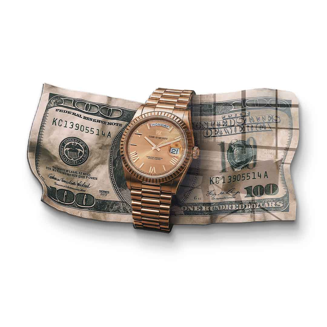Wall sculpture Time is Money - acrylic glass