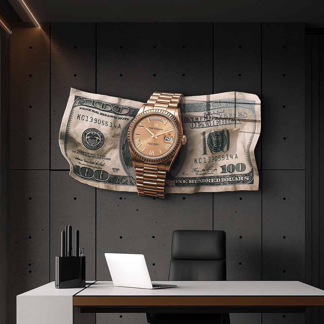 Wandskulptur Time is Money - Acrylglas