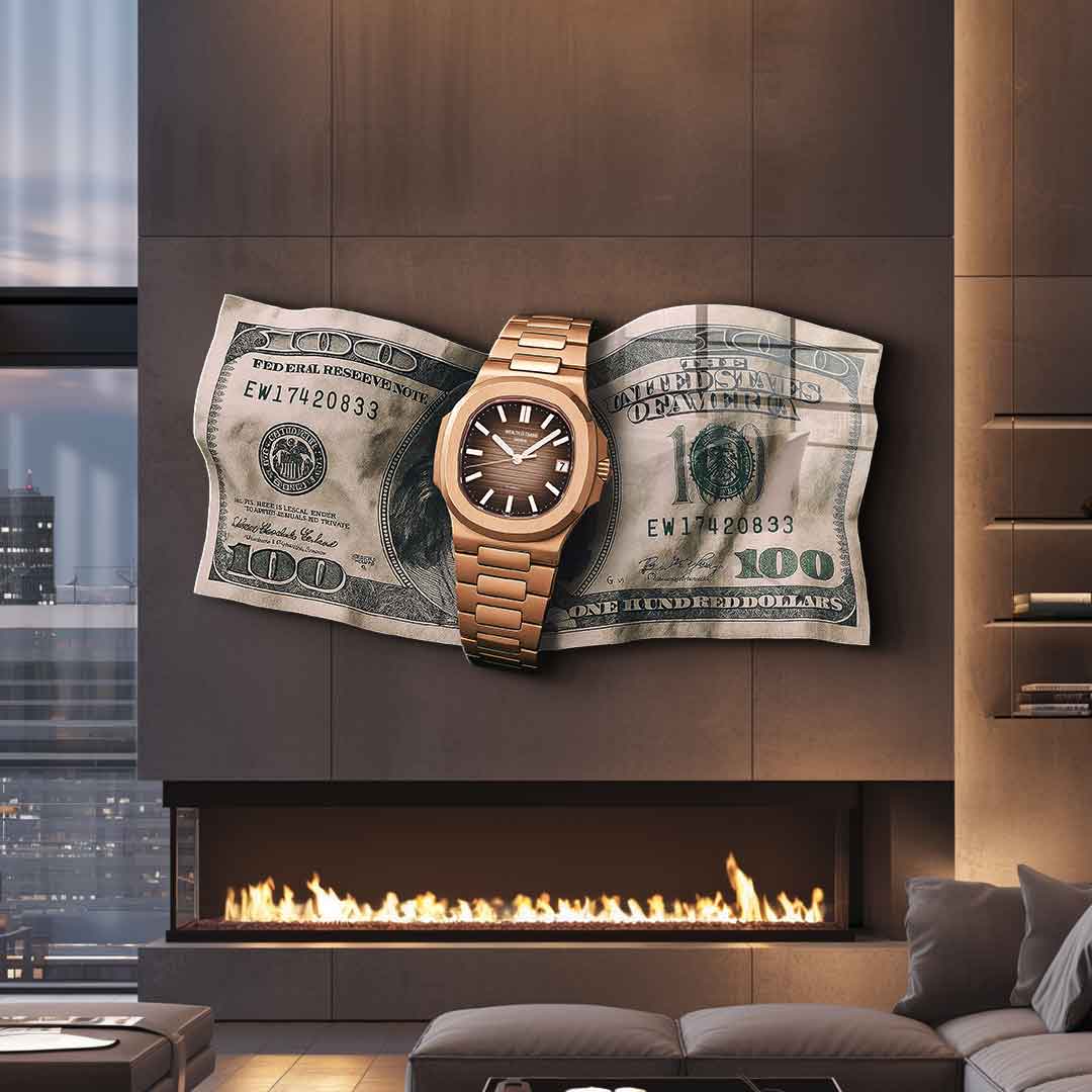 Wall sculpture Wealth is Timing - acrylic glass