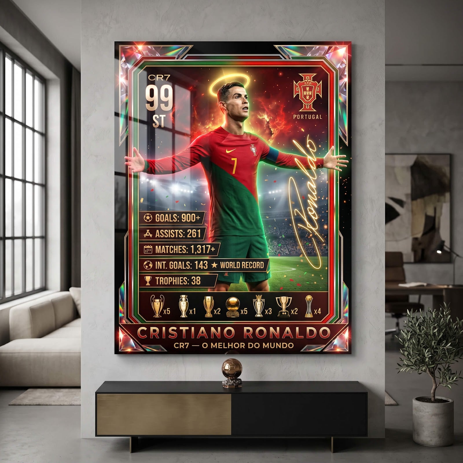 Ronaldo Trade Card Acrylglasbild Raumansicht