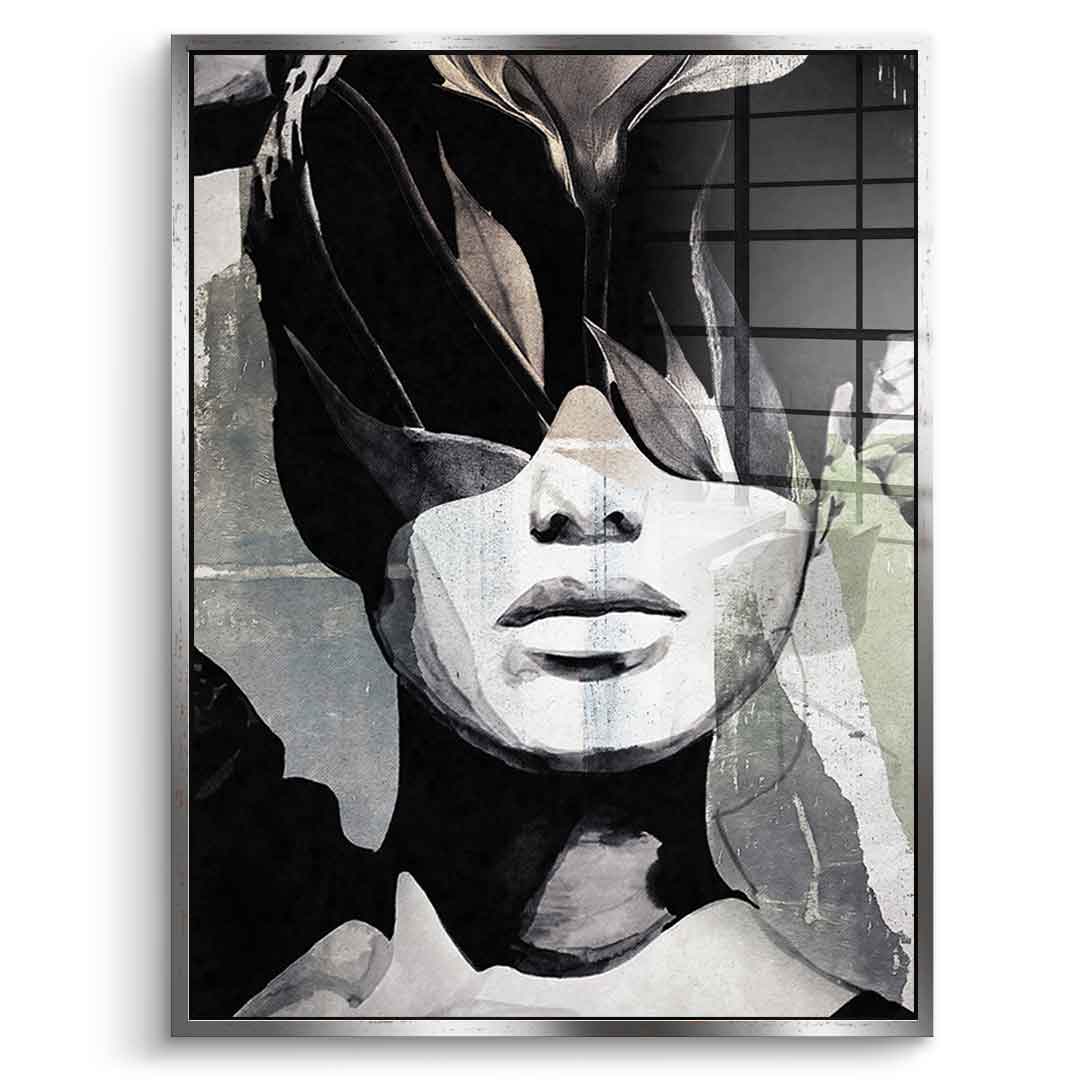 DOTCOMCANVAS® Abstract intergration Acrylglasbild – Vorderansicht schwarzer Rahmen