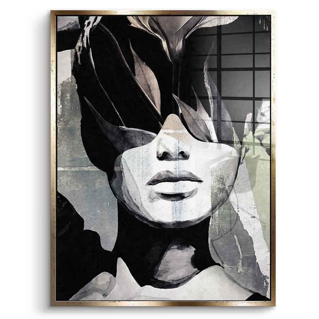 DOTCOMCANVAS® Abstract intergration Acrylglasbild – Vorderansicht goldener Rahmen