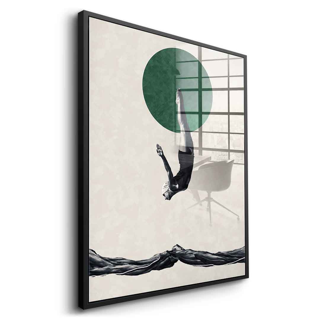 DOTCOMCANVAS® Dive Acrylglasbild – Seitenansicht schwarzer Rahmen