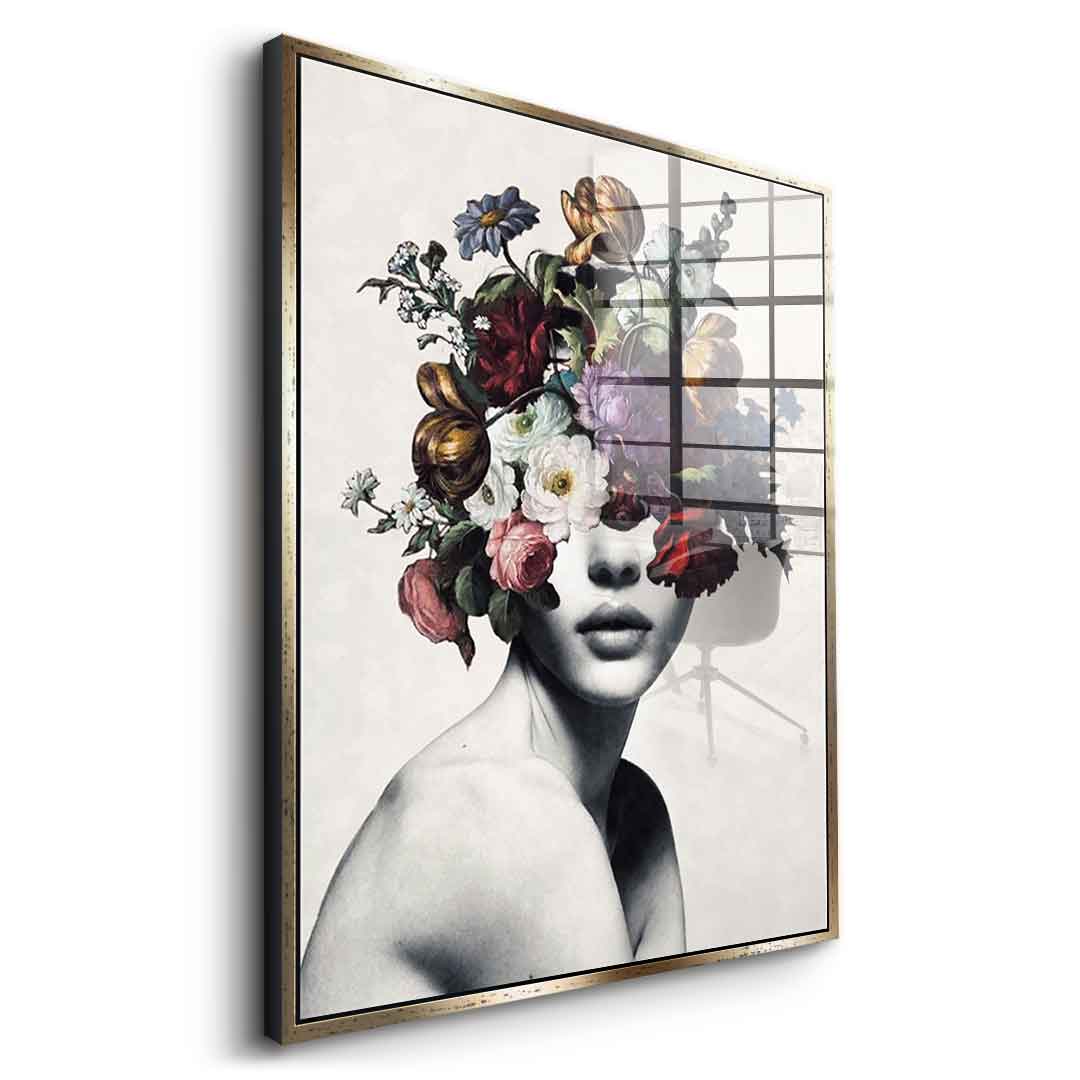 DOTCOMCANVAS® Elegance 101 Acrylglasbild – Seitenansicht silberner Rahmen