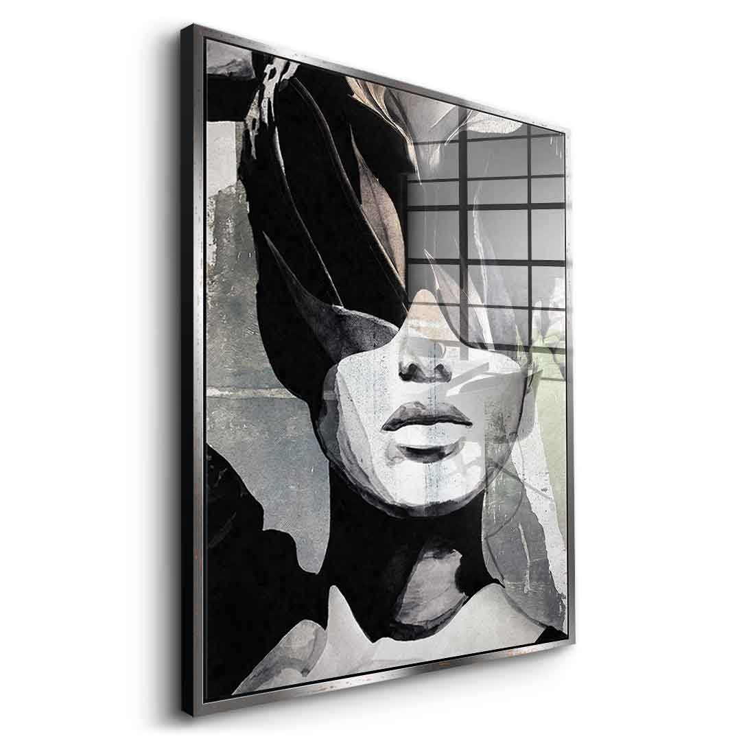 DOTCOMCANVAS® Abstract intergration Acrylglasbild – Seitenansicht goldener Rahmen