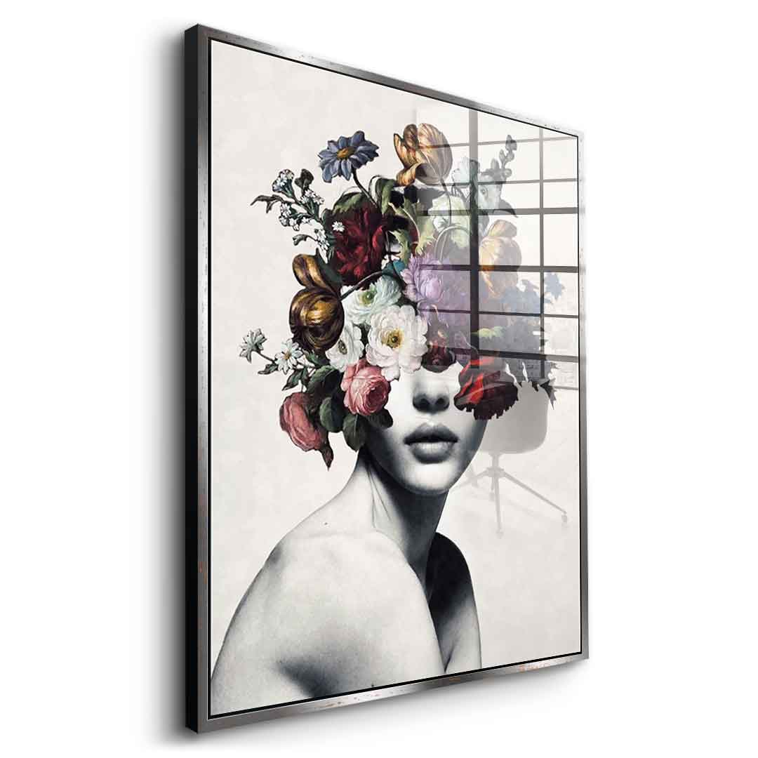 DOTCOMCANVAS® Elegance 101 Acrylglasbild – Seitenansicht goldener Rahmen