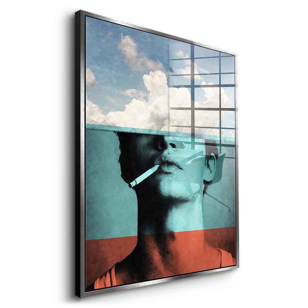 DOTCOMCANVAS® Four layers Acrylglasbild – Seitenansicht goldener Rahmen