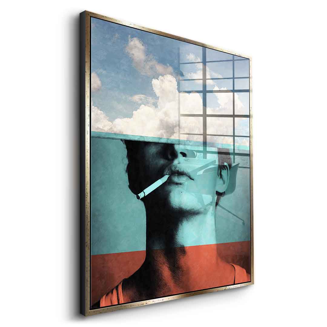 DOTCOMCANVAS® Four layers Acrylglasbild – Seitenansicht silberner Rahmen