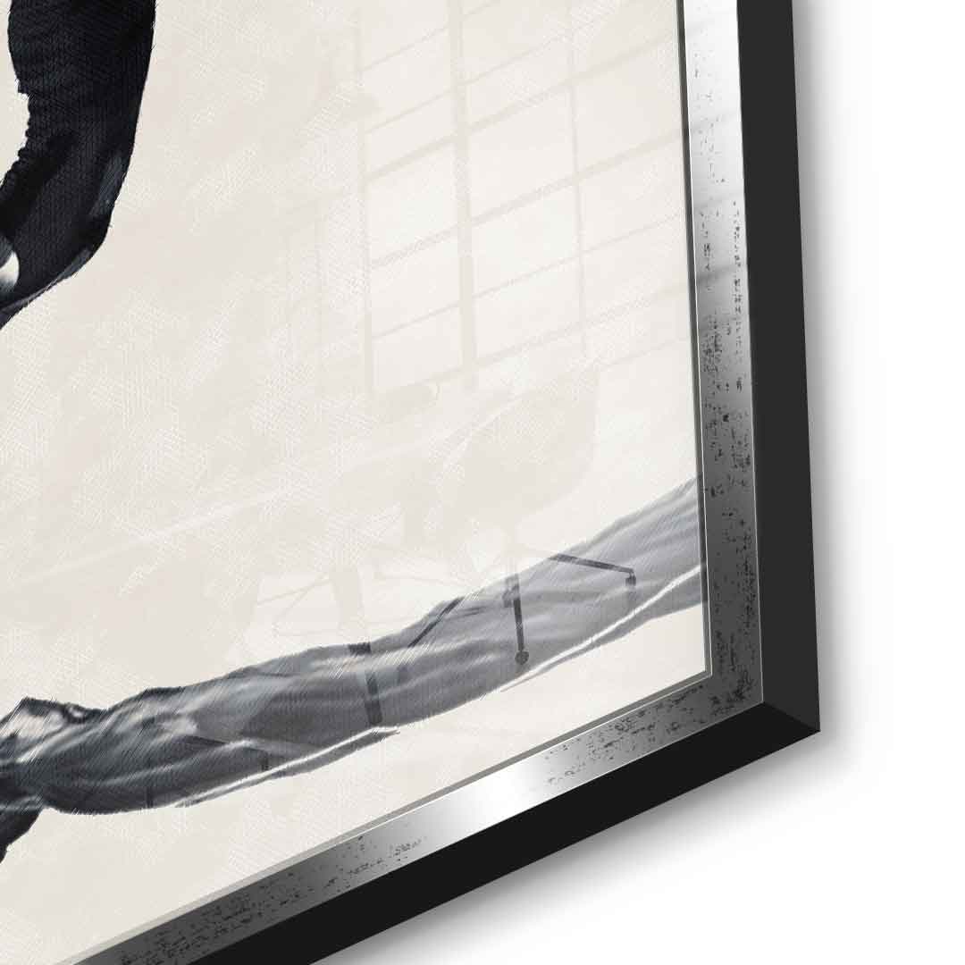 DOTCOMCANVAS® Dive Acrylglasbild – Detailansicht silberner Rahmen