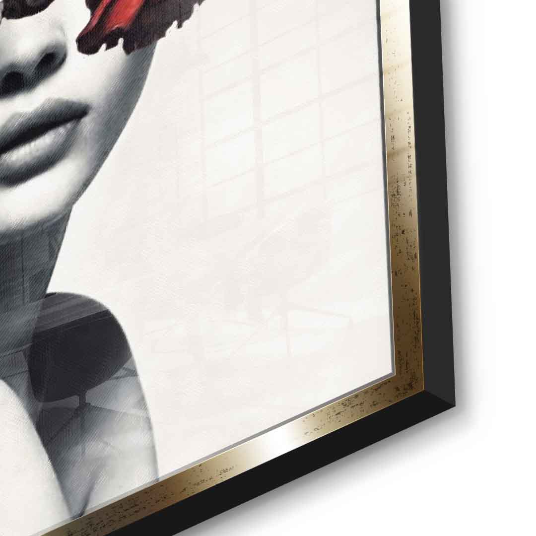 DOTCOMCANVAS® Elegance 101 Acrylglasbild – Detailansicht goldener Rahmen