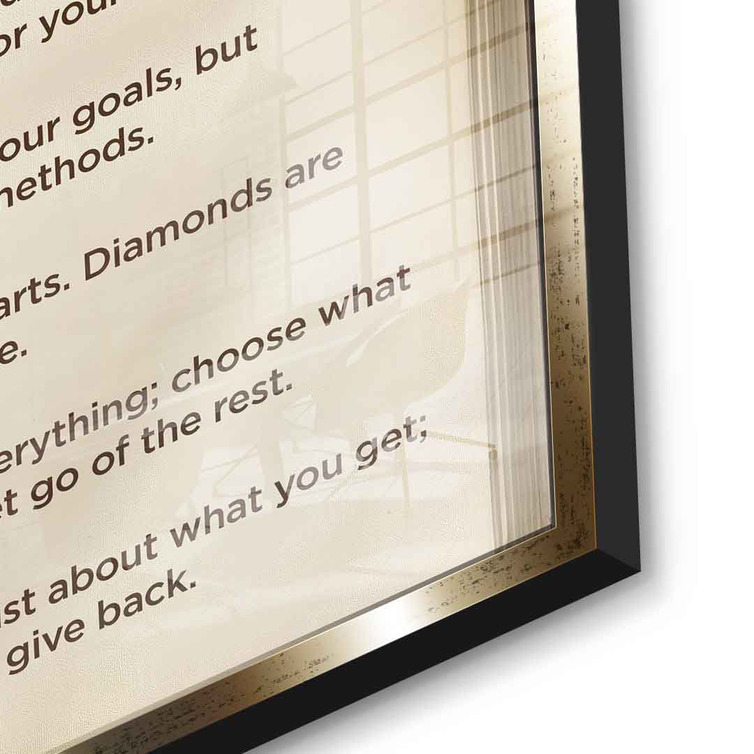DOTCOMCANVAS® Success book Acrylglasbild – Detailansicht goldener Rahmen