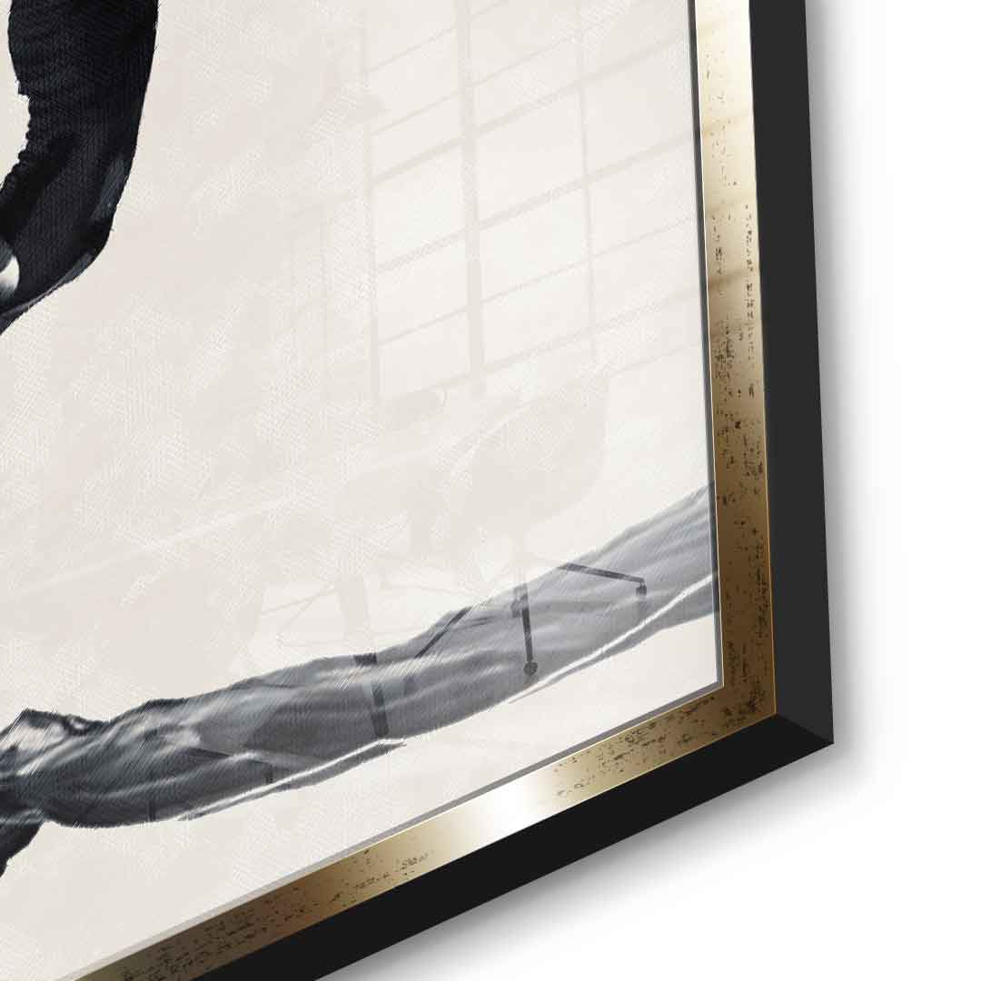 DOTCOMCANVAS® Dive Acrylglasbild – Detailansicht goldener Rahmen