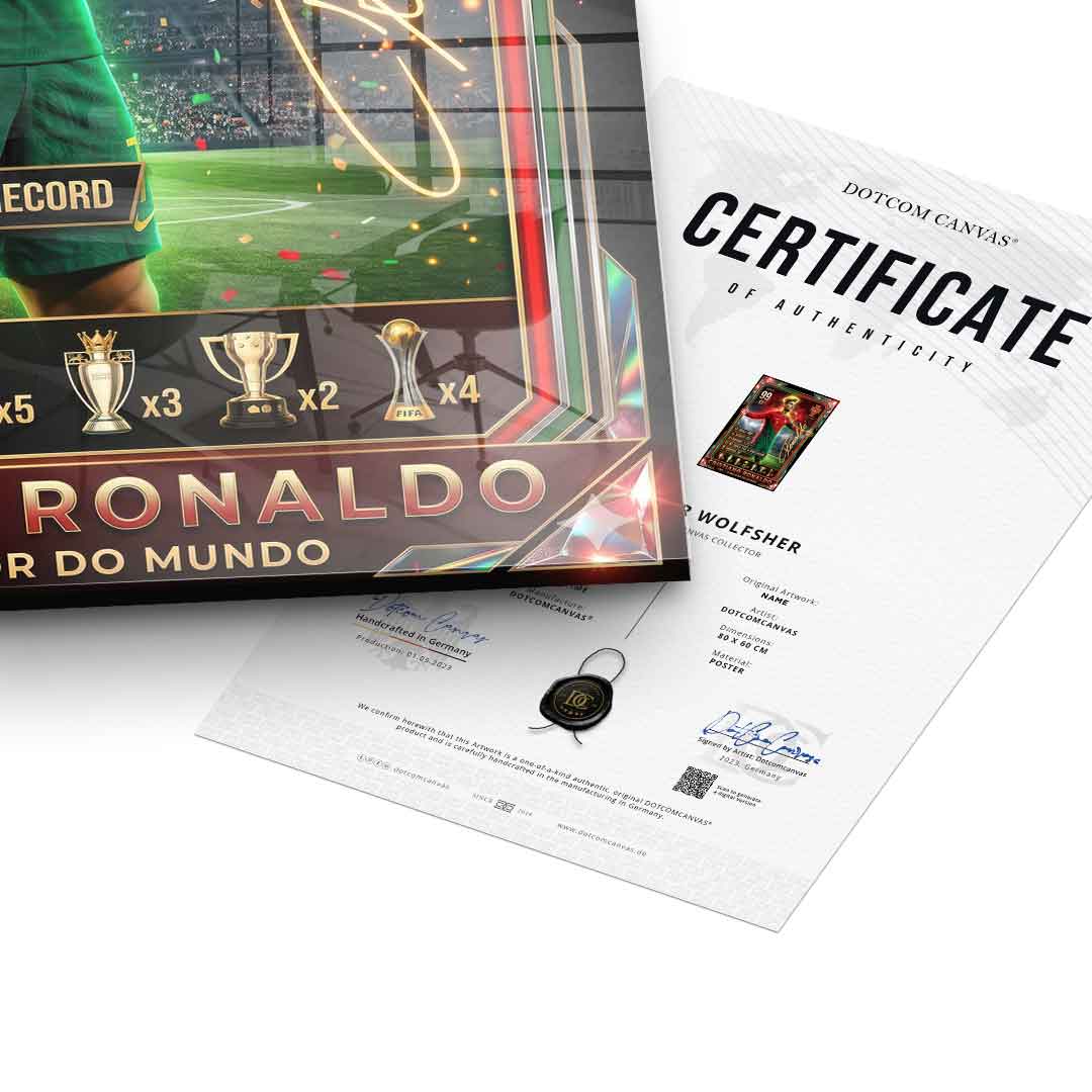 Ronaldo Trade Card Acrylglasbild Zertifikat