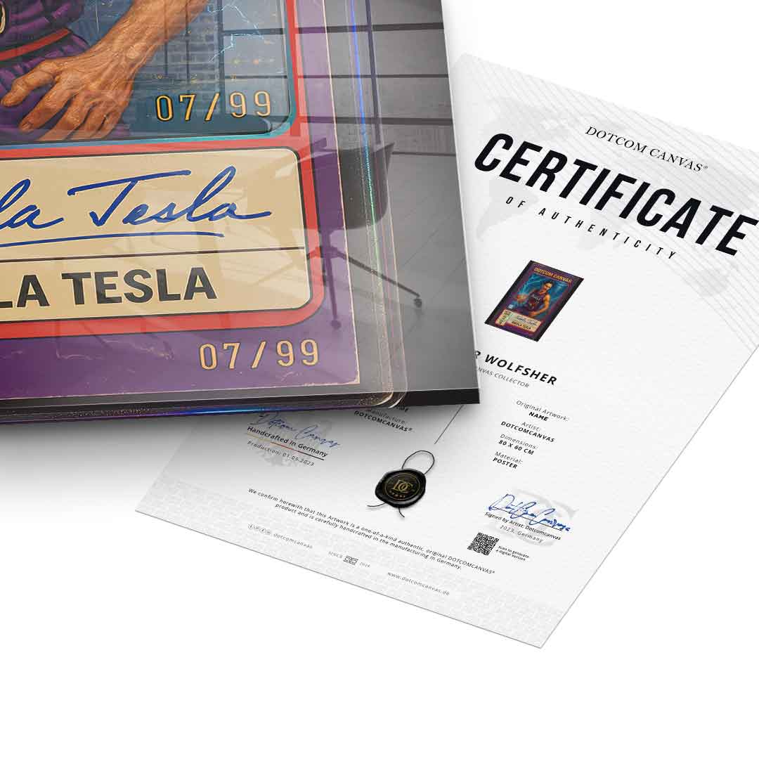 DOTCOMCANVAS Acrylglasbild Nikola Tesla Basketball Card Echtheitszertifikat