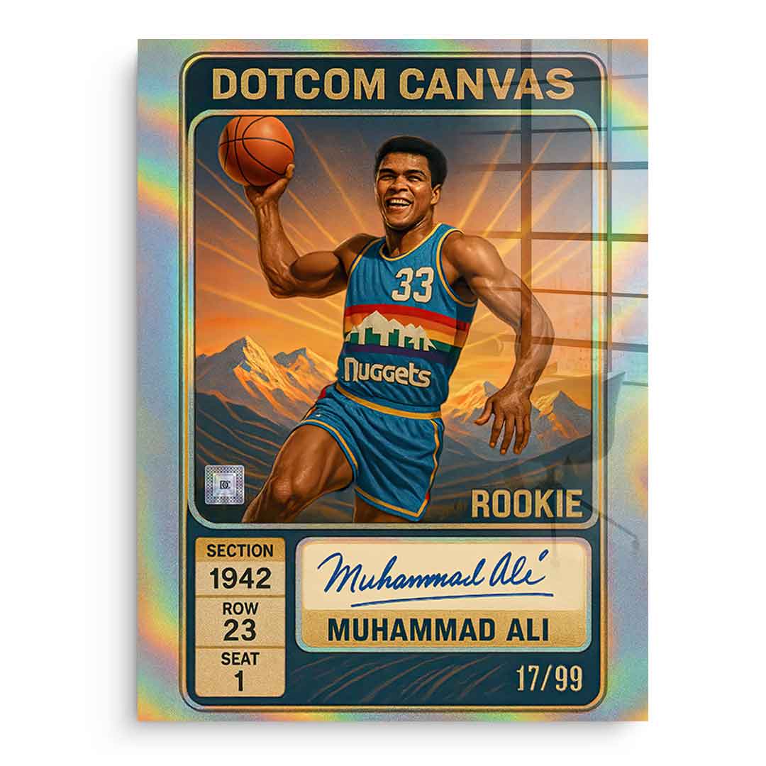 DOTCOMCANVAS Muhammad Ali Basketball Card Acrylglasbild Pop Art Ohne Rahmen Frontansicht