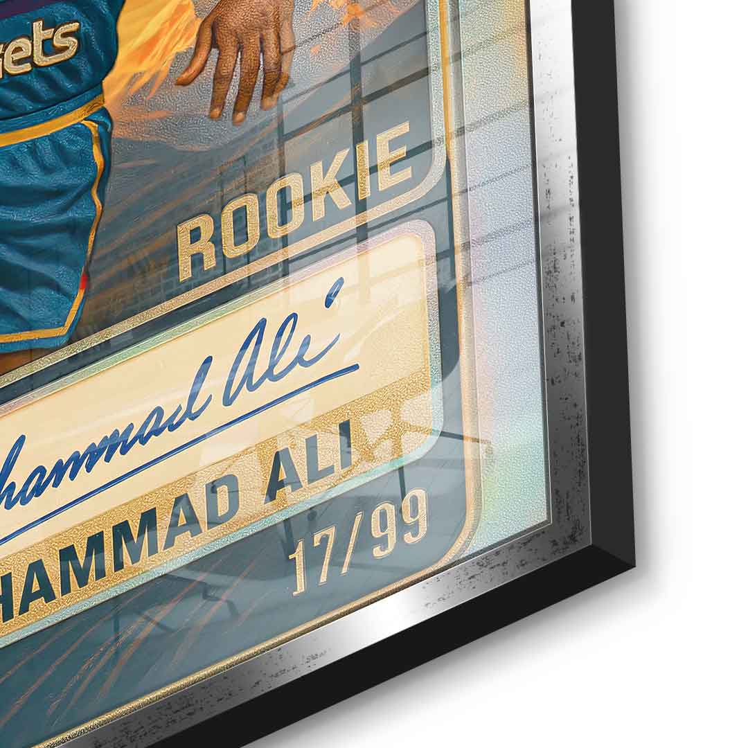 DOTCOMCANVAS Muhammad Ali Basketball Card Acrylglasbild Pop Art Silber Detailansicht