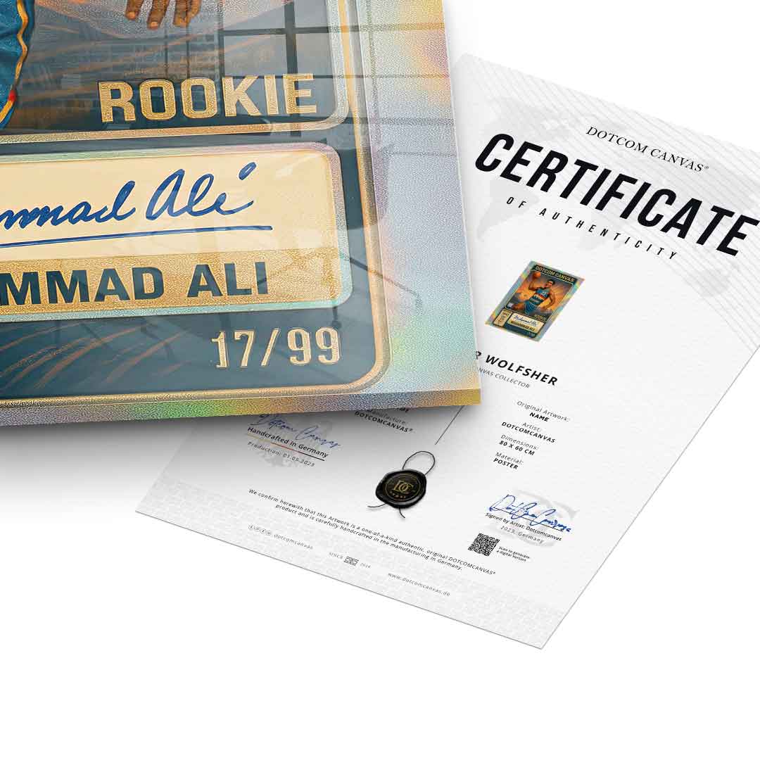 DOTCOMCANVAS Muhammad Ali Basketball Card Acrylglasbild Pop Art Echtheitszertifikat