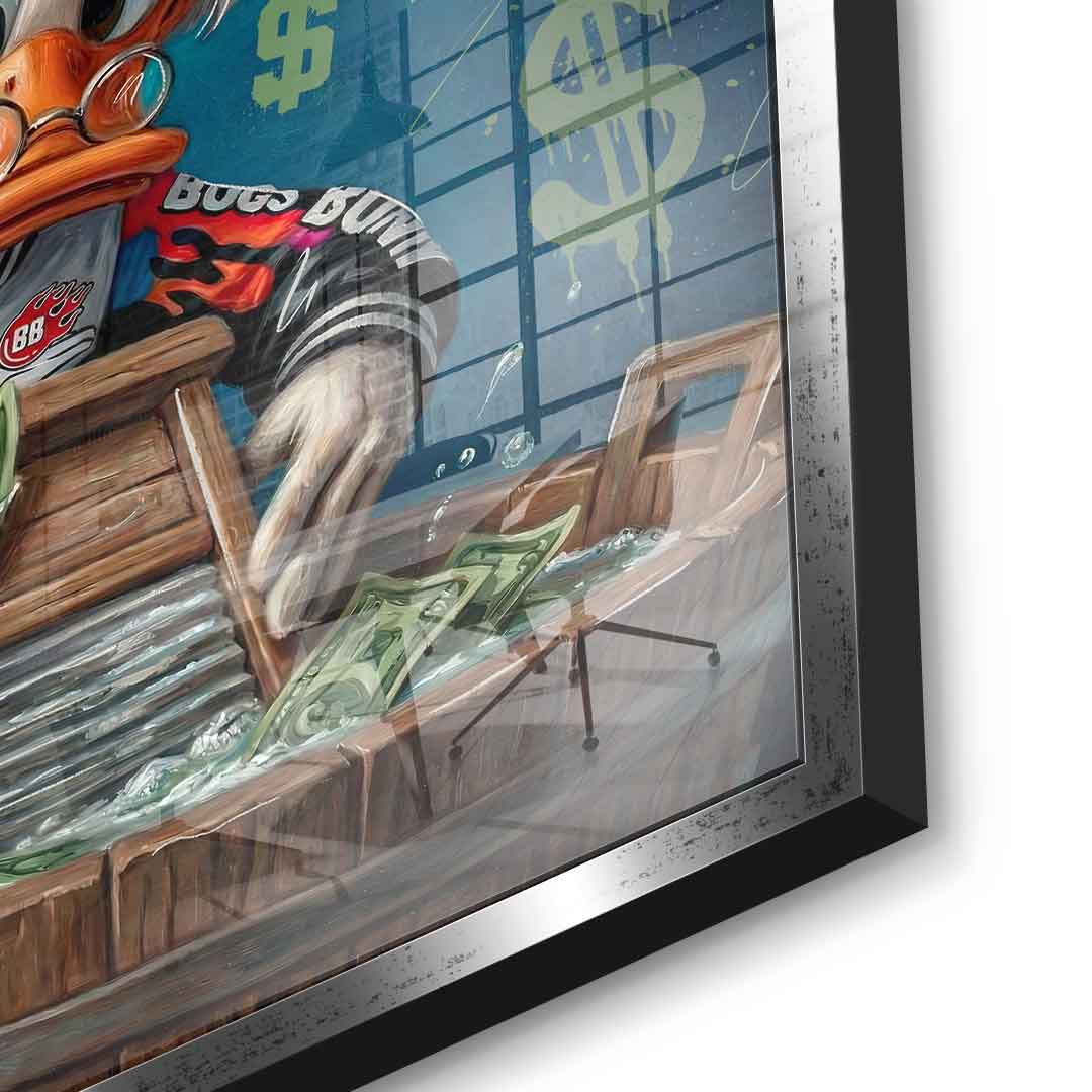 DOTCOMCANVAS® Hustle Hard Acrylglasbild – Detailansicht silberner Rahmen