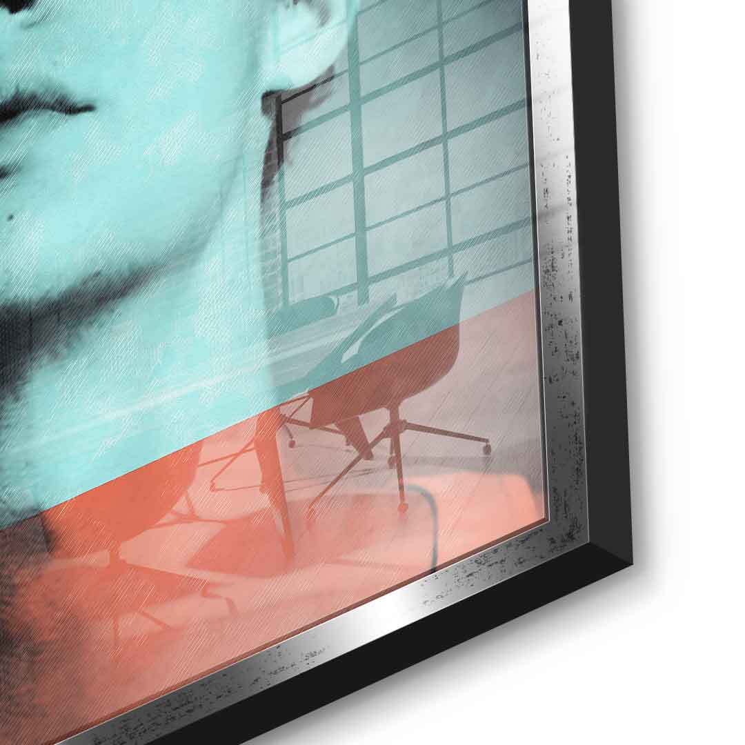 DOTCOMCANVAS® Four layers Acrylglasbild – Detailansicht silberner Rahmen