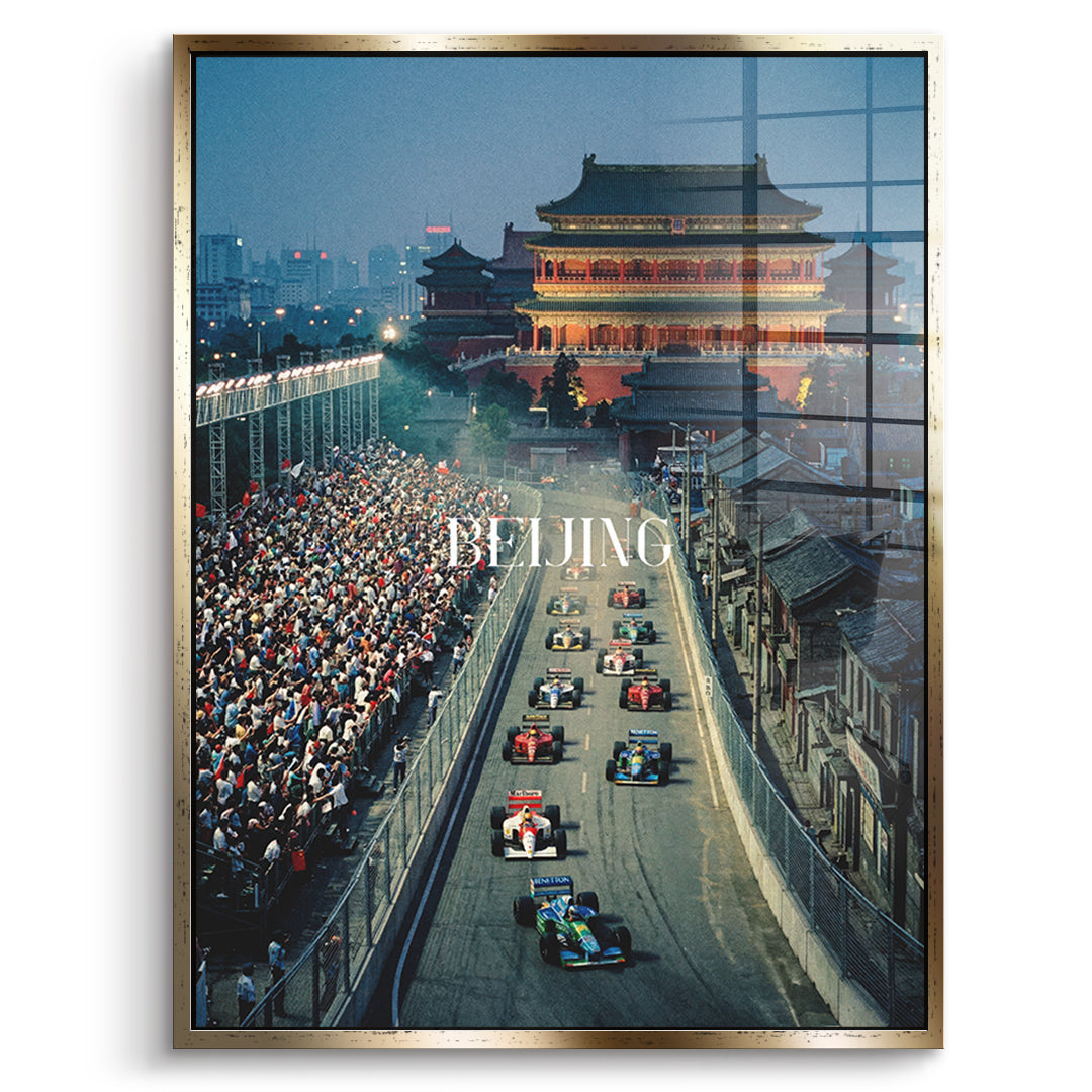 Beijing F1 Acrylglas - Goldener Rahmen