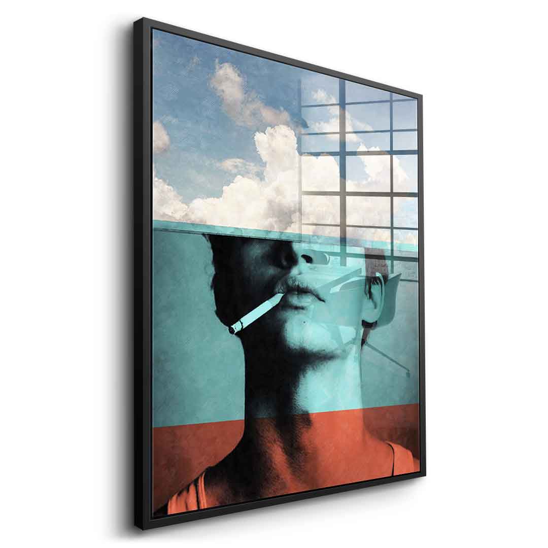 DOTCOMCANVAS® Four layers Acrylglasbild – Seitenansicht schwarzer Rahmen