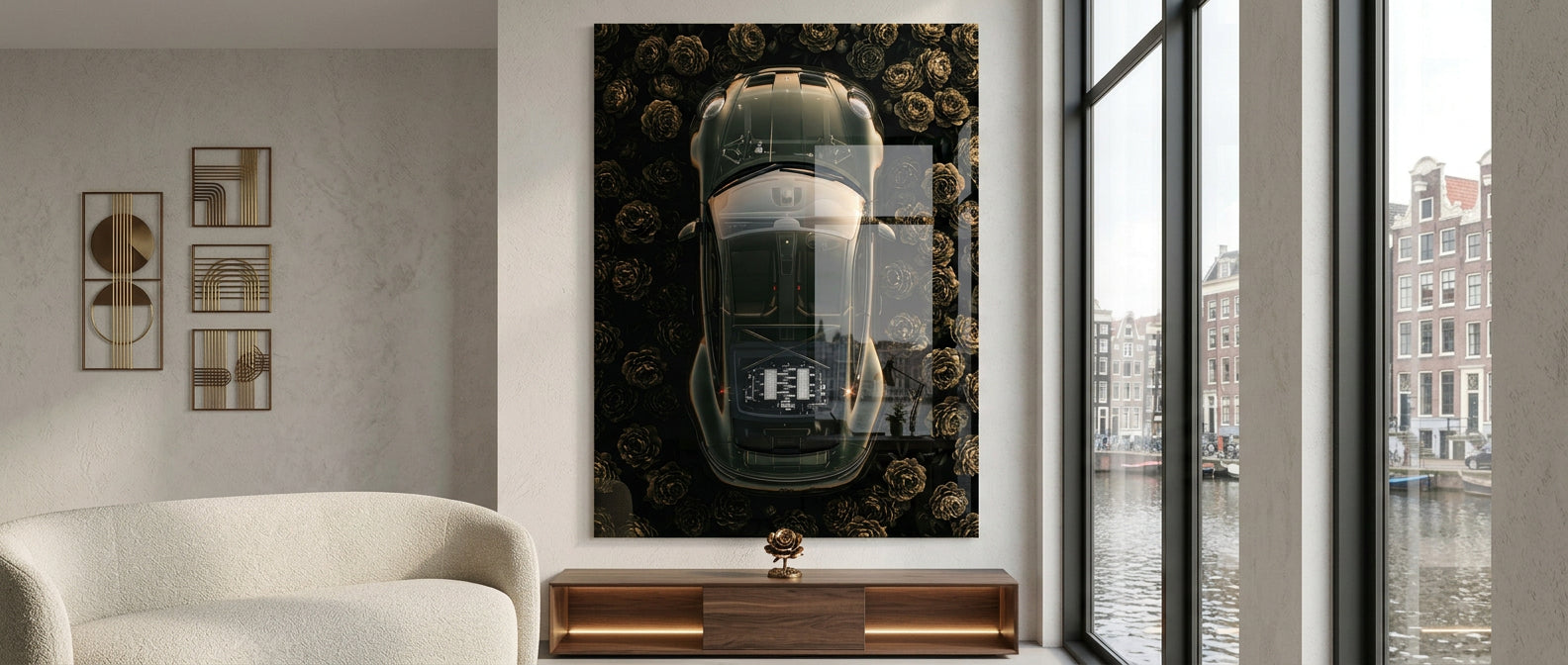 DOTCOMCANVAS® Porsche in flowers Acrylglasbild – Banner
