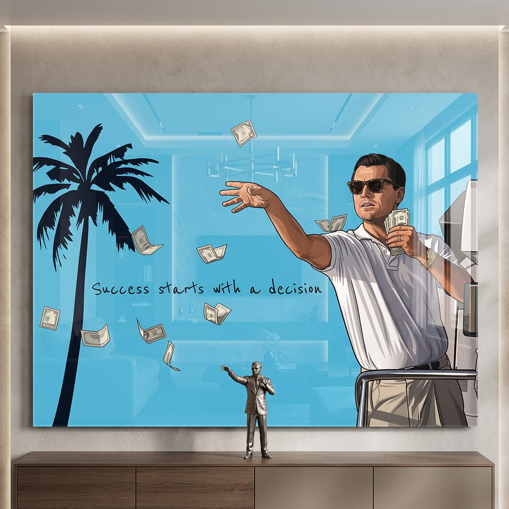 Success starts with a decision Acrylglasbild Raumansicht