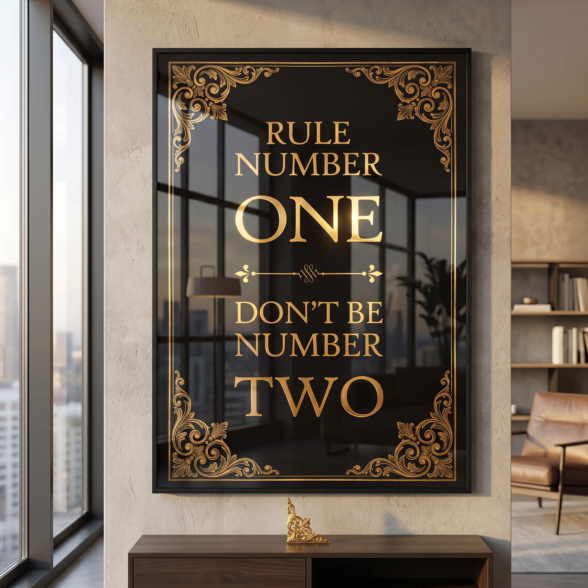 DOTCOMCANVAS® Rule Number One Acrylglasbild – im Raum