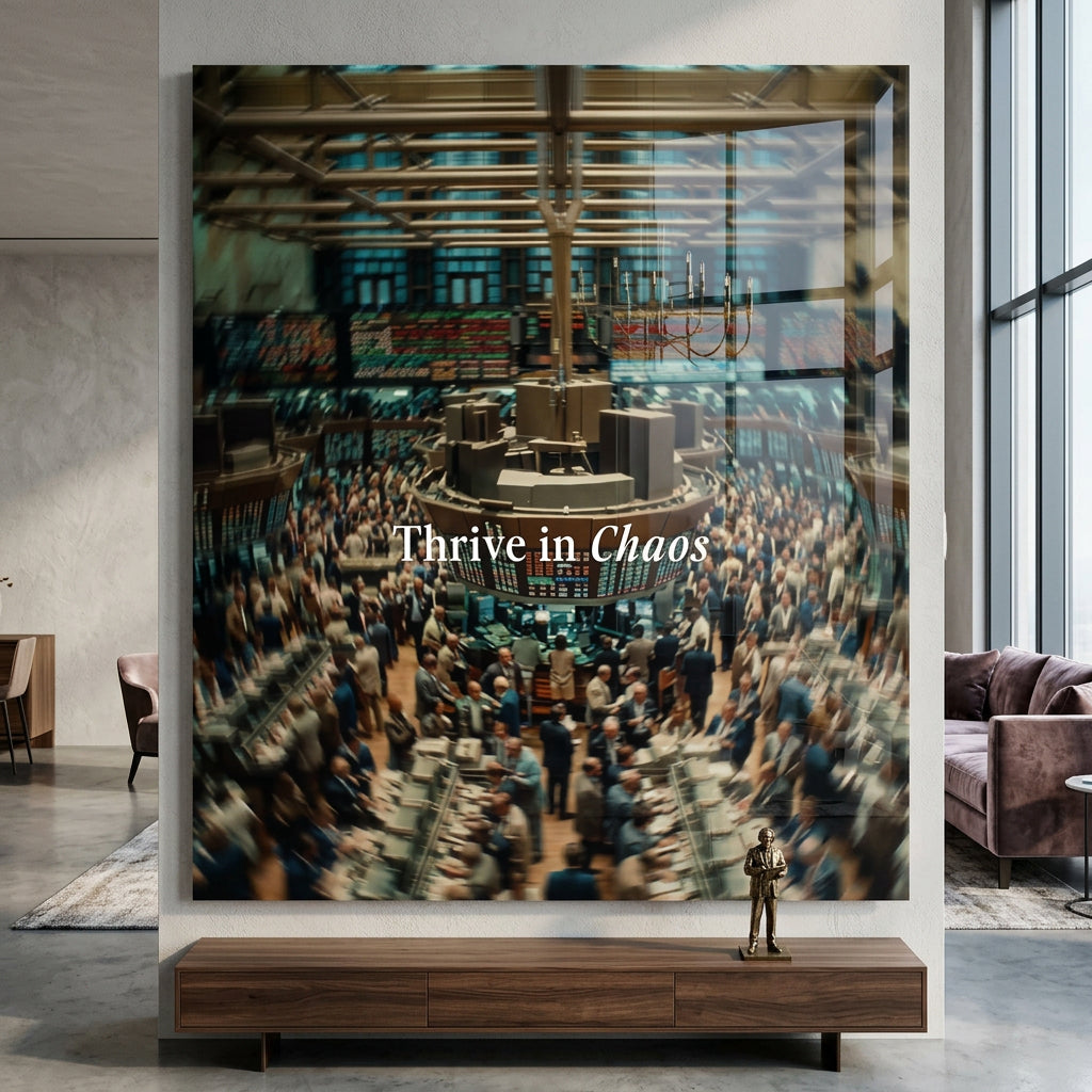 Thrive in Chaos Acrylglasbild Wohnzimmer Wandbild Trading Motivation